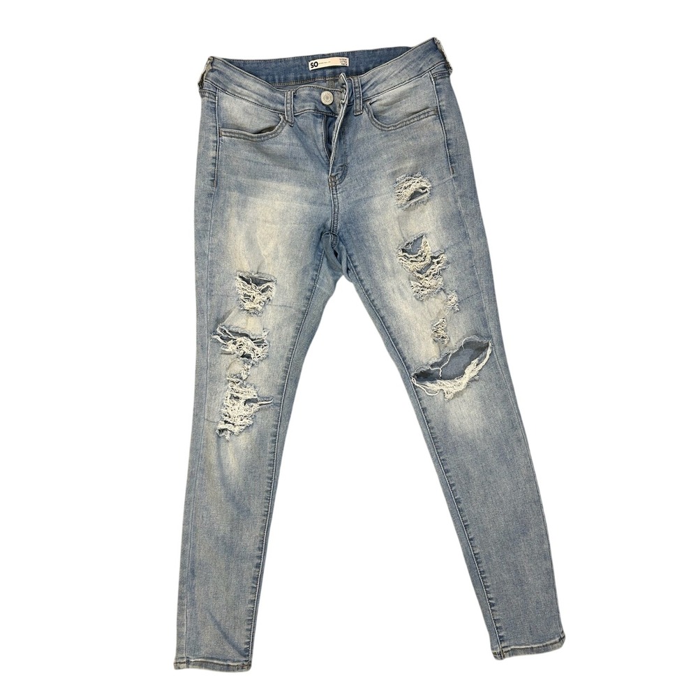 SO Goods For Life Women Low‎ Rise Skinny Jeans Distressed Blue Size 11 30W